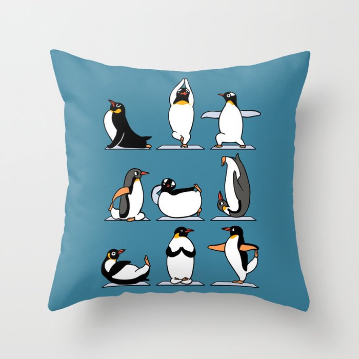 Penguin Yoga Throw Pillow Gallery Image 6