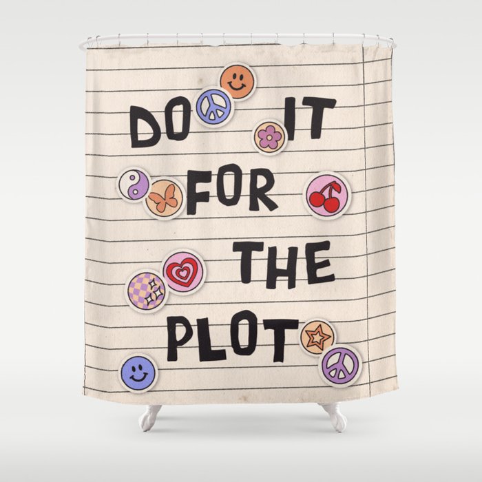 Do It For The Plot Y2k Stickers Shower Curtain Gallery Image 1