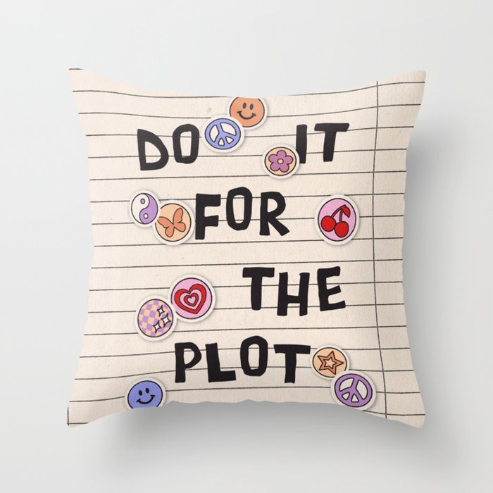 Do It For The Plot Y2k Stickers Throw Pillow Gallery Image 6