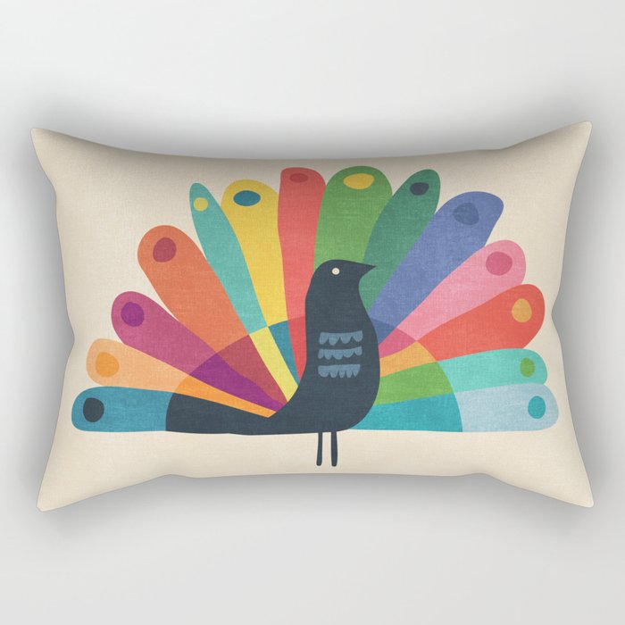 Whimsical Peacok Rectangular Pillow Gallery Image 2