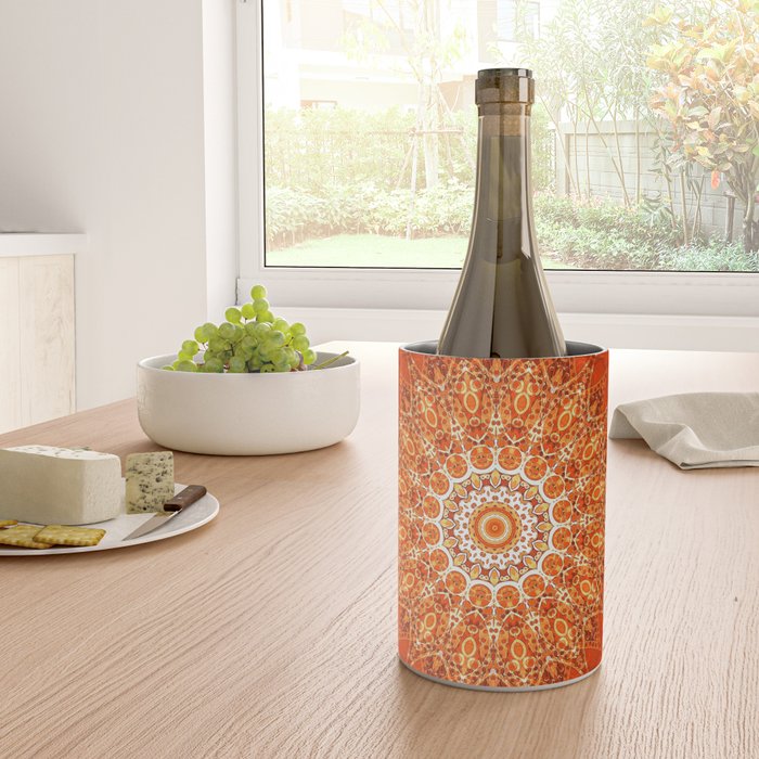 Detailed Orange Boho Mandala Wine Chiller Gallery Image 4
