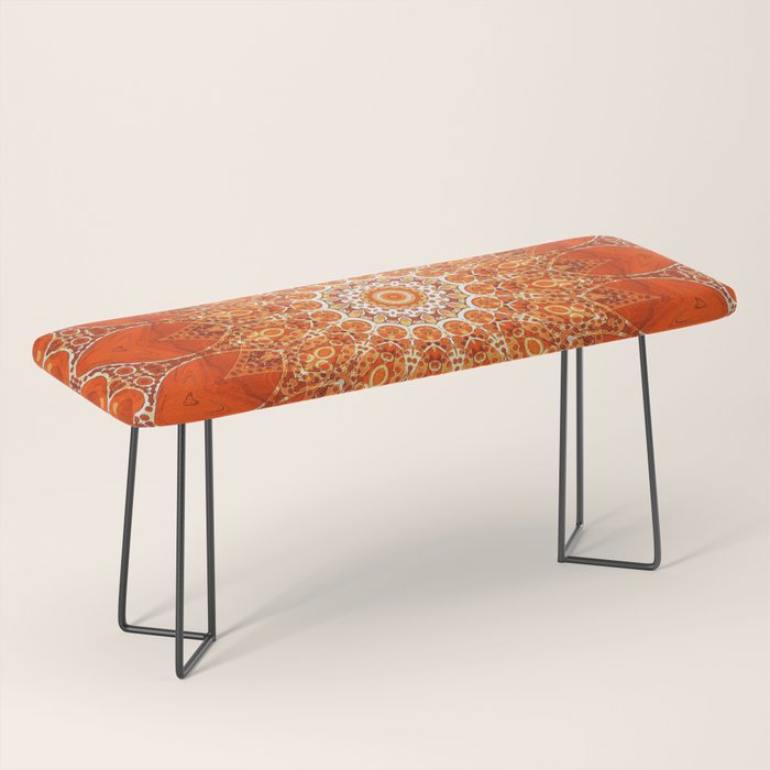 Detailed Orange Boho Mandala Bench Gallery Image 1