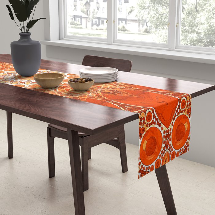 Detailed Orange Boho Mandala Table Runner Gallery Image 2