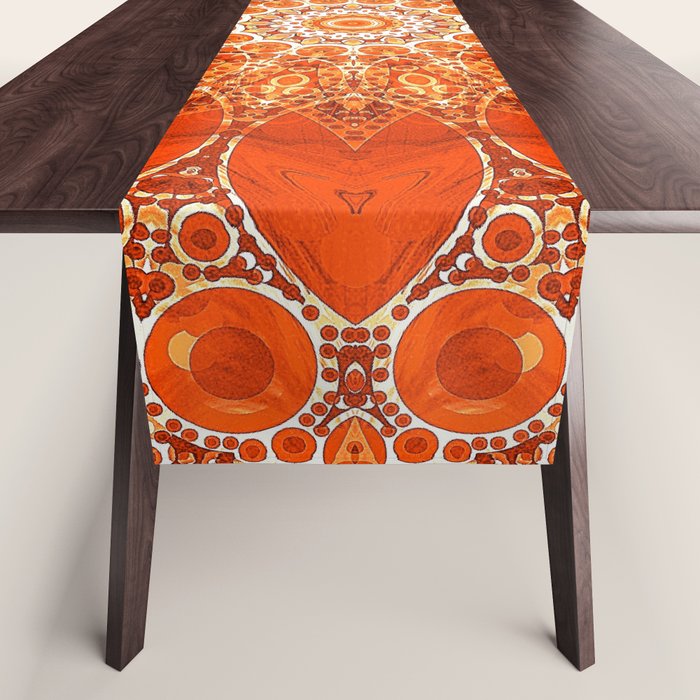 Detailed Orange Boho Mandala Table Runner Gallery Image 1