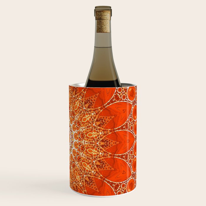 Detailed Orange Boho Mandala Wine Chiller Gallery Image 3