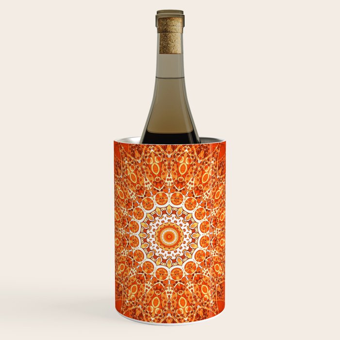Detailed Orange Boho Mandala Wine Chiller Gallery Image 1