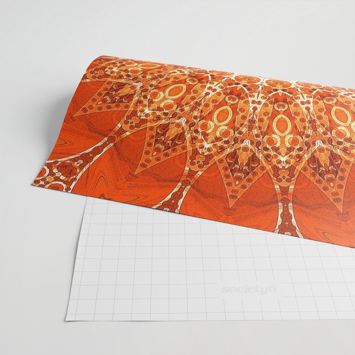 Detailed Orange Boho Mandala Wrapping Paper Gallery Image 2