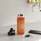 Detailed Orange Boho Mandala Water Bottle Gallery Image 4