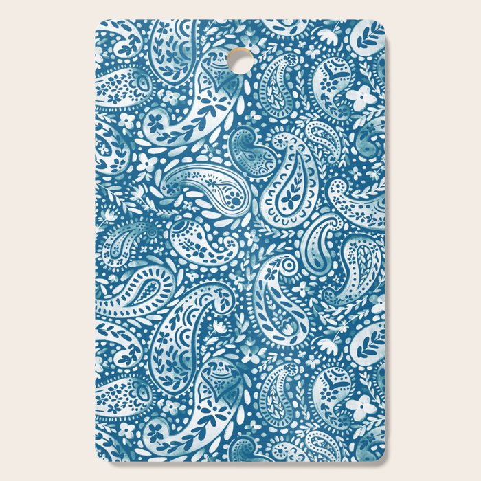 Paisley Indigo Nature Swirls Cutting Board Gallery Image 1