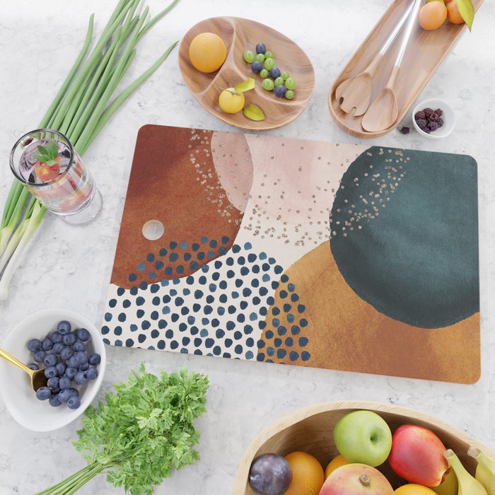 Abstract Watercolor Terracotta, Green & Blush Pink Art Print By LandSartprints Cutting Board Gallery Image 2