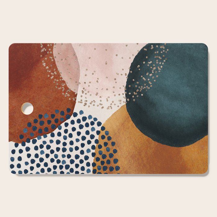 Abstract Watercolor Terracotta, Green & Blush Pink Art Print By LandSartprints Cutting Board Gallery Image 1