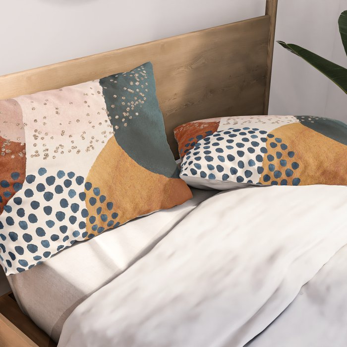 Abstract Watercolor Terracotta, Green & Blush Pink Art Print By LandSartprints Pillow Sham Gallery Image 2