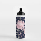 Modern, Boho, Floral Prints, Navy and Pink Water Bottle Gallery Image 2