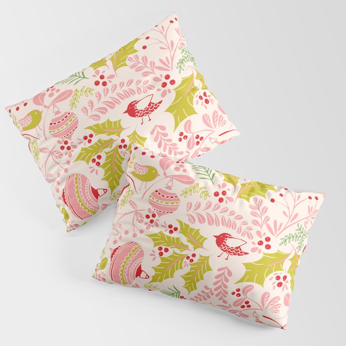 Wonderful ditsy holiday joy pink Pillow Sham Gallery Image 3