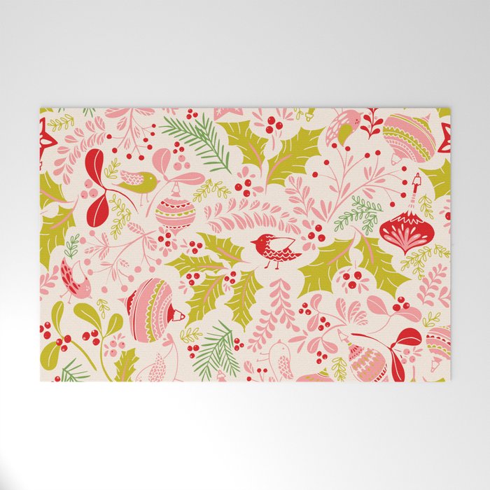 Wonderful ditsy holiday joy pink Welcome Mat Gallery Image 1