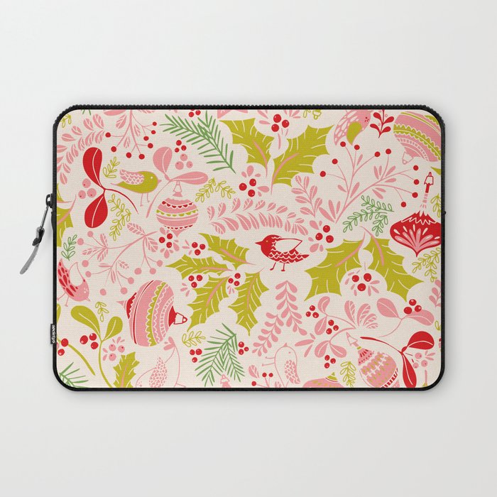 Wonderful ditsy holiday joy pink Laptop Sleeve Gallery Image 1
