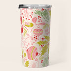 Wonderful ditsy holiday joy pink Travel Mug Gallery Image 3