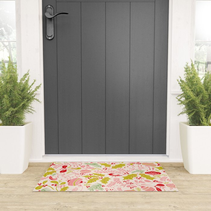 Wonderful ditsy holiday joy pink Welcome Mat Gallery Image 3