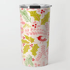 Wonderful ditsy holiday joy pink Travel Mug Gallery Image 1