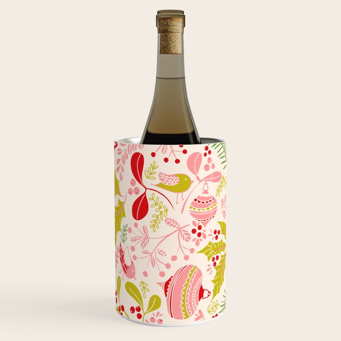 Wonderful ditsy holiday joy pink Wine Chiller Gallery Image 2