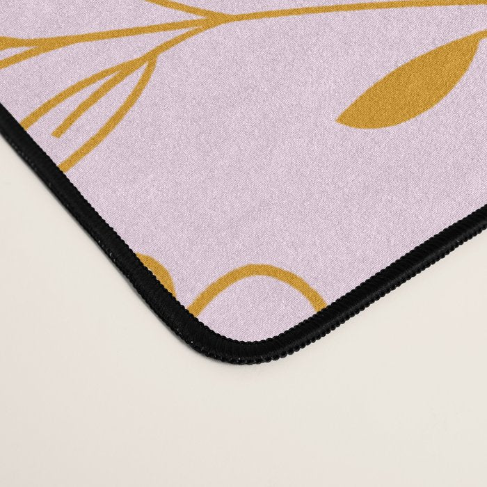 Playful Doodled Blooms Pattern - Pink and Gold Desk Mat Gallery Image 4