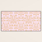 Playful Doodled Blooms Pattern - Pink and Gold Desk Mat Gallery Image 3