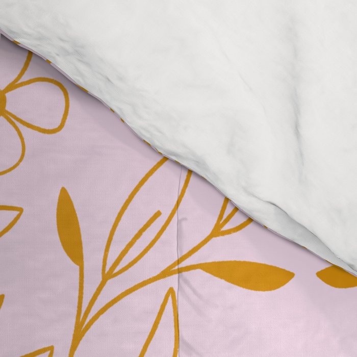 Playful Doodled Blooms Pattern - Pink and Gold Comforter Gallery Image 4