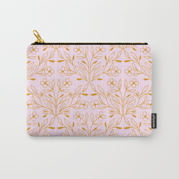 Playful Doodled Blooms Pattern - Pink and Gold Carry All Pouch Gallery Image 1