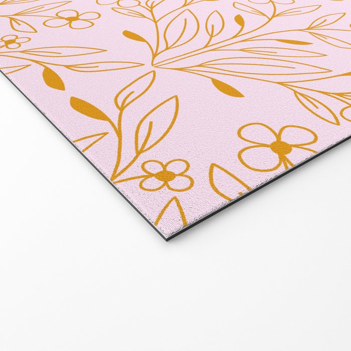 Playful Doodled Blooms Pattern - Pink and Gold Welcome Mat Gallery Image 2