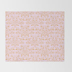Playful Doodled Blooms Pattern - Pink and Gold Throw Blanket Gallery Image 2