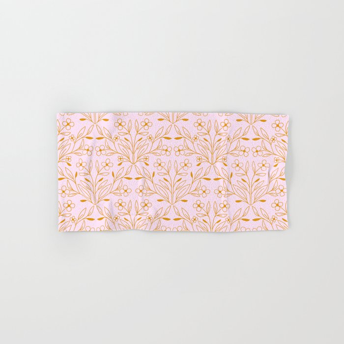 Playful Doodled Blooms Pattern - Pink and Gold Bath Towel Gallery Image 1