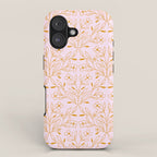 Playful Doodled Blooms Pattern - Pink and Gold iPhone Case Gallery Image 1