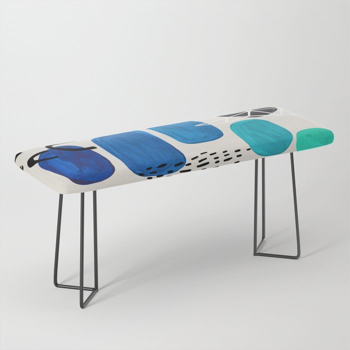 Fun Abstract Minimalist Mid Century Modern Colorful Shapes Marine Green Blue Ombre Watercolor Bubble Bench Gallery Image 1