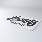 HAPPY CAMPER Black and White Retro Rug Gallery Image 3