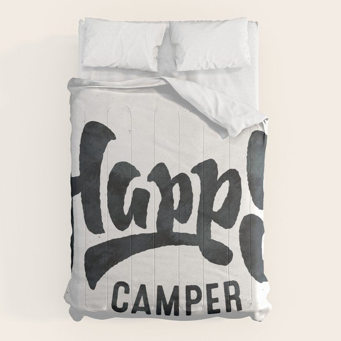 HAPPY CAMPER Black and White Retro Comforter Gallery Image 6