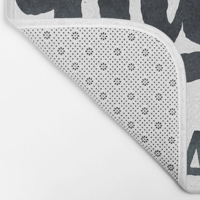 HAPPY CAMPER Black and White Retro Bath Mat Gallery Image 2