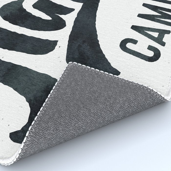 HAPPY CAMPER Black and White Retro Rug Gallery Image 4