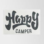 HAPPY CAMPER Black and White Retro Rug Gallery Image 2