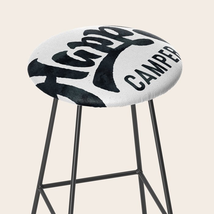HAPPY CAMPER Black and White Retro Stool Gallery Image 2