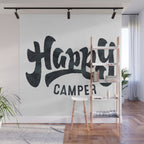HAPPY CAMPER Black and White Retro Wall Mural Gallery Image 1