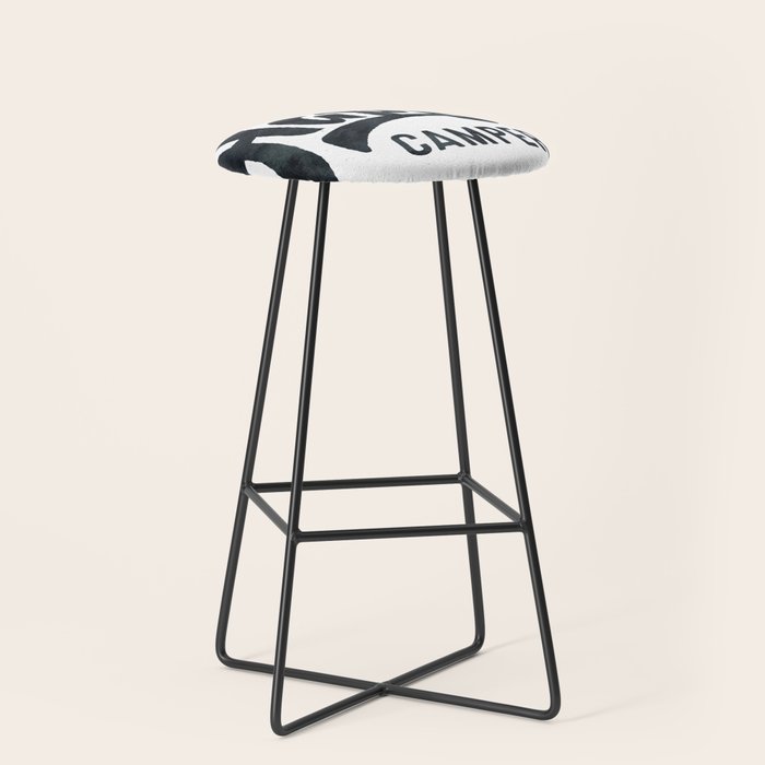 HAPPY CAMPER Black and White Retro Stool Gallery Image 1