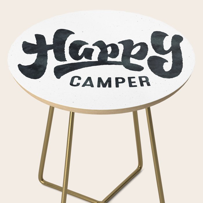 HAPPY CAMPER Black and White Retro Side Table Gallery Image 2