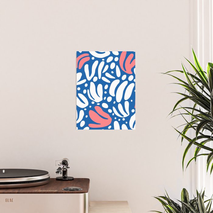 Abstract blue nature leaf shape art pattern Poster Gallery Image 2