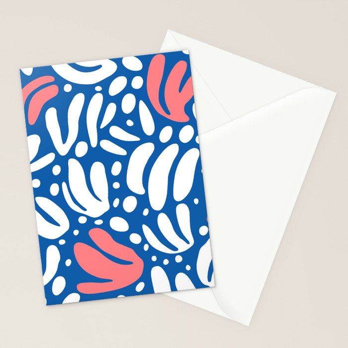 Abstract blue nature leaf shape art pattern Stationery Card Gallery Image 2