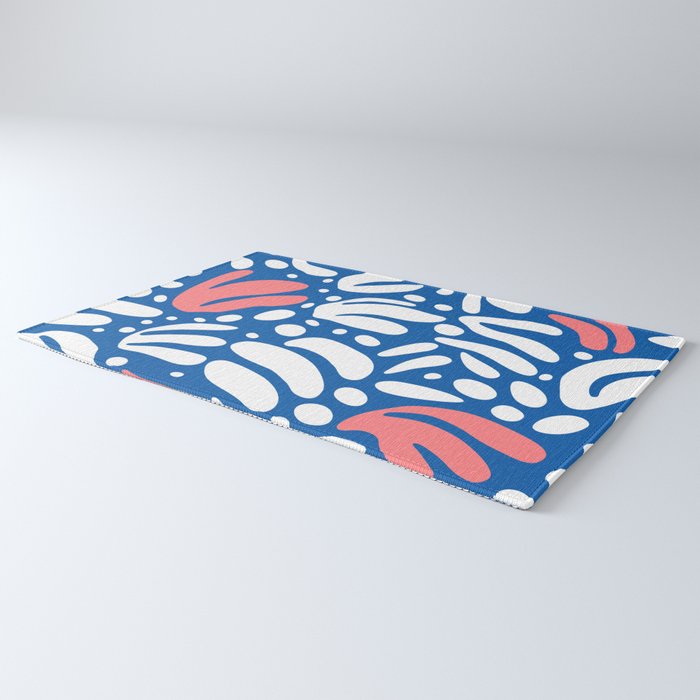 Abstract blue nature leaf shape art pattern Rug Gallery Image 3