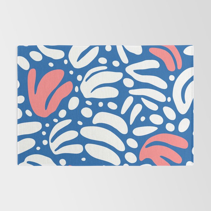Abstract blue nature leaf shape art pattern Rug Gallery Image 2