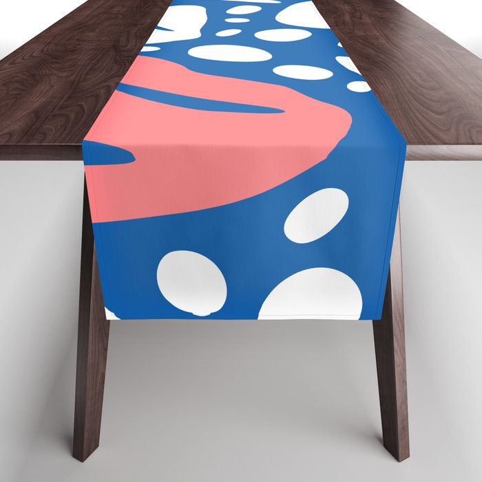 Abstract blue nature leaf shape art pattern Table Runner Gallery Image 1