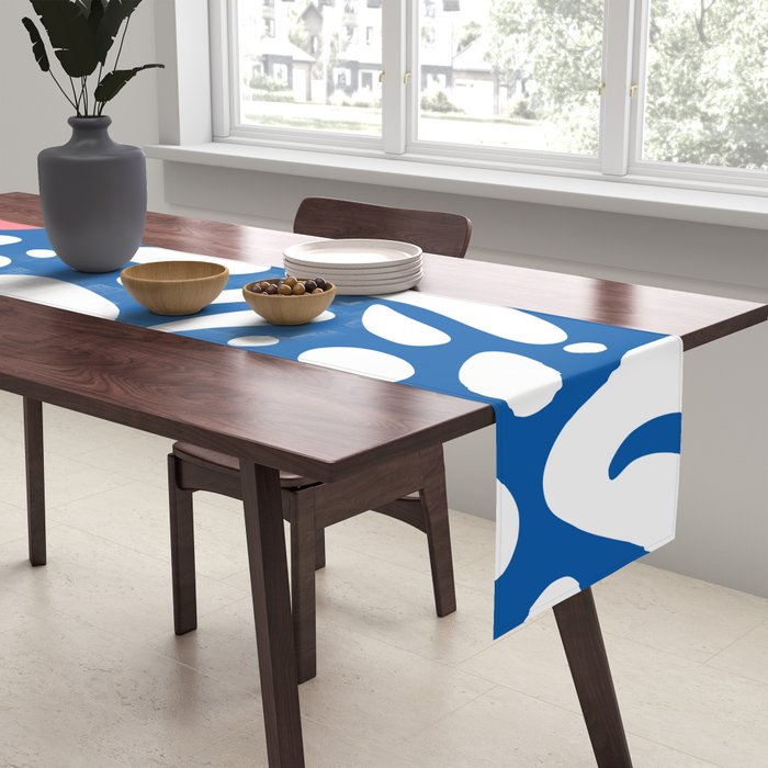 Abstract blue nature leaf shape art pattern Table Runner Gallery Image 2