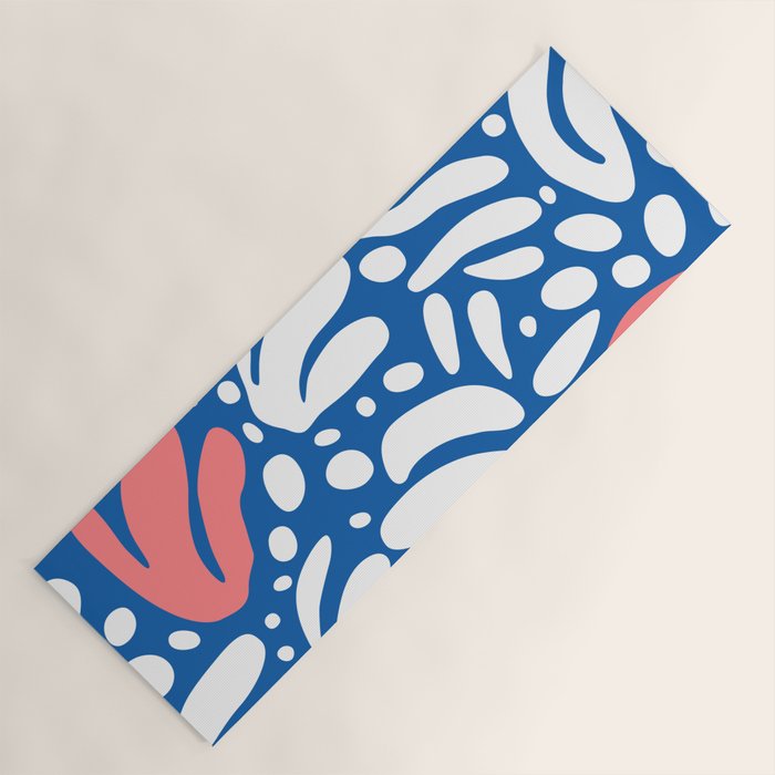 Abstract blue nature leaf shape art pattern Yoga Mat Gallery Image 1