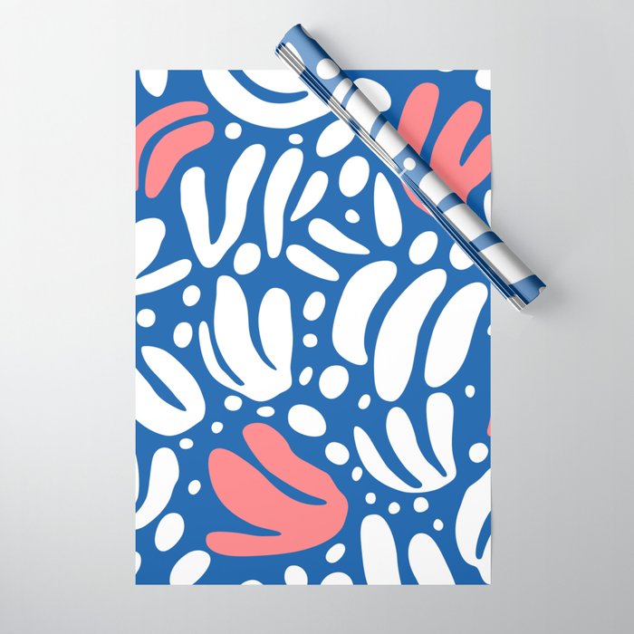 Abstract blue nature leaf shape art pattern Wrapping Paper Gallery Image 1